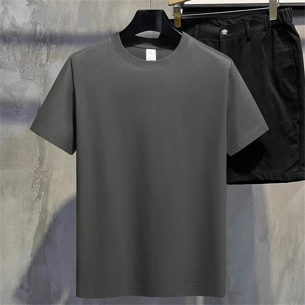 Men T Shirt Summer Cotton Tops Women Solid Color Blank Tshirts O-Neck round Collar Short-Sleeve Couple White Top Tees