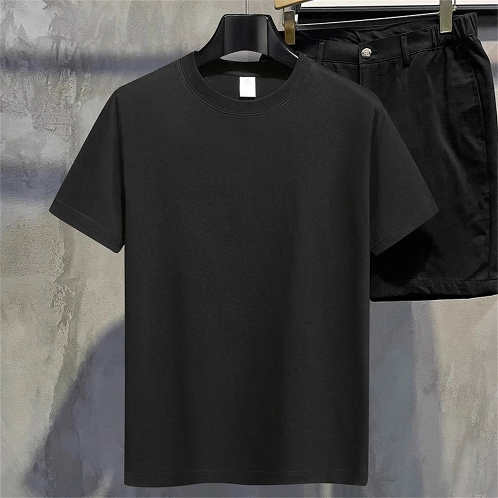 Men T Shirt Summer Cotton Tops Women Solid Color Blank Tshirts O-Neck round Collar Short-Sleeve Couple White Top Tees