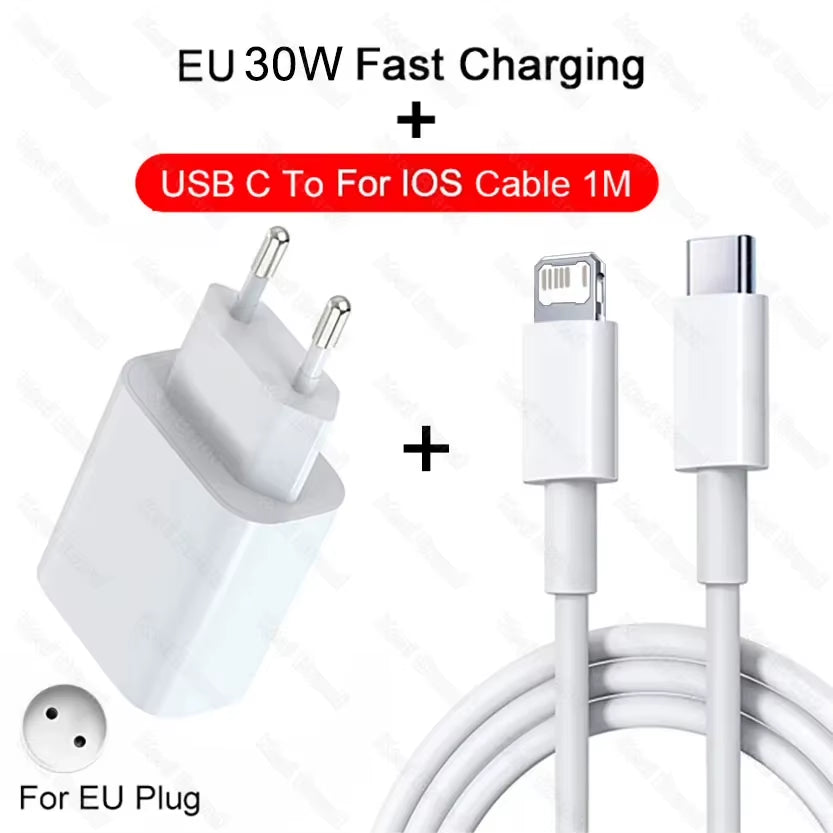 PD 30W USB C Fast Charging for Iphone 13 12 11 14 Pro Max 7 8 plus Mini XS XR X Quick Charge USB Type C Cable for Iphone Charger