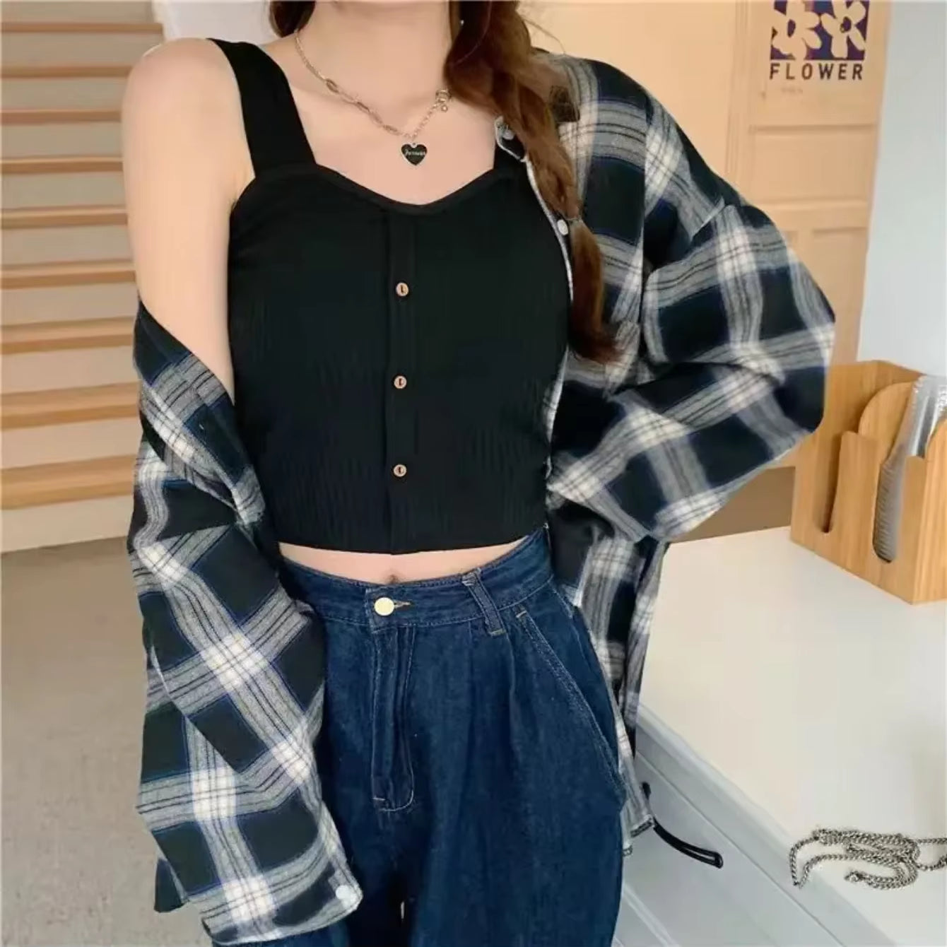 Women'S Cropped Tops with Bra Pads Summer Corset Korean Suspenders Vest Sexy Camisole Slim