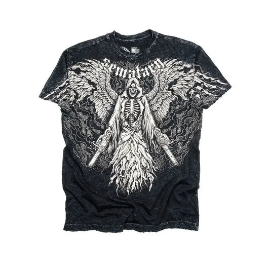 2000S Affliction T Shirt Clothes Retro Punk Hip Hop Graphic Print Oversized T Shirt Mens New round Neck Cotton Short Sleeve Tops