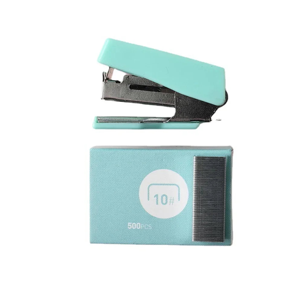Mini Stapler for Paper File Metal Stapler Set with 500Pcs 10# Staples Cute Stationerys Kits School Office Binding Supplies
