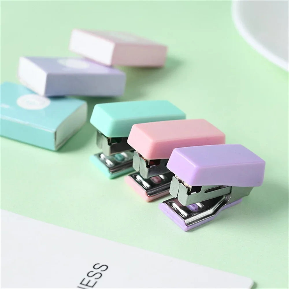 Mini Stapler for Paper File Metal Stapler Set with 500Pcs 10# Staples Cute Stationerys Kits School Office Binding Supplies