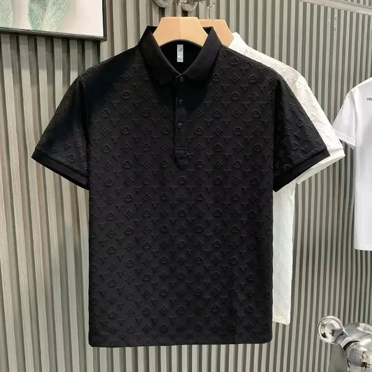 Fashionable Luxury Jacquard Polo Shirt Casual Slim Fit Summer New Style Breathable Comfortable Youth T-Shirt for Men