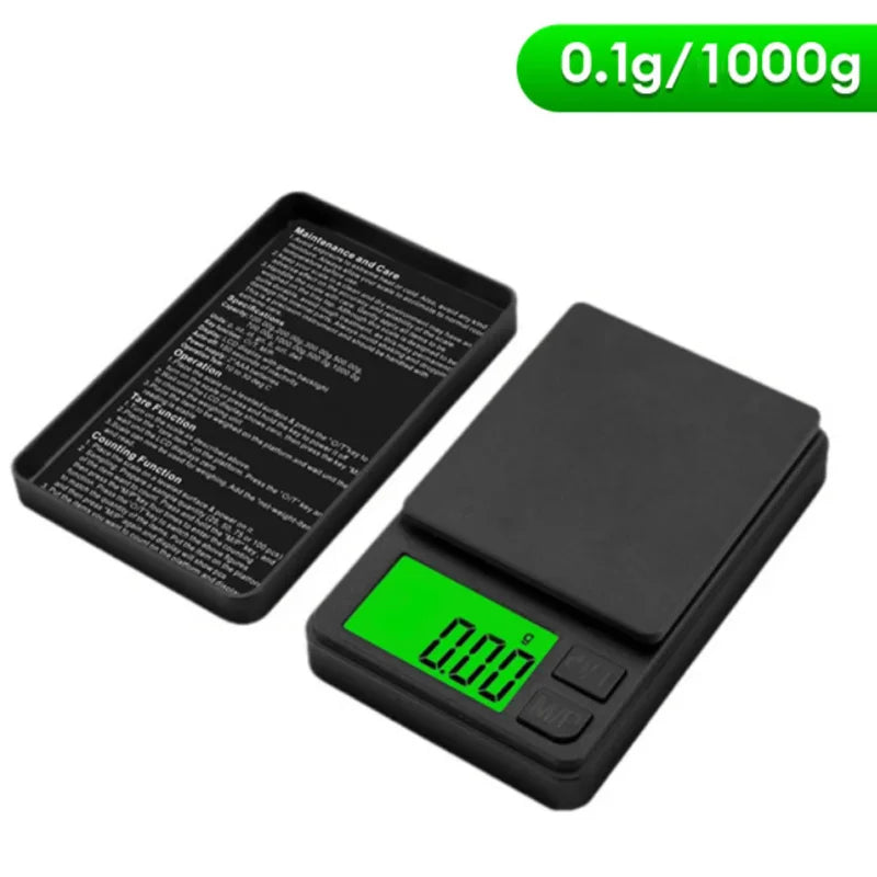 Precision Pocket Scale 1000G X 0.1G - Digital Gram, Food, Jewelry, Ounces/Grains Scale with Backlit LCD - Mini Scale for Travel