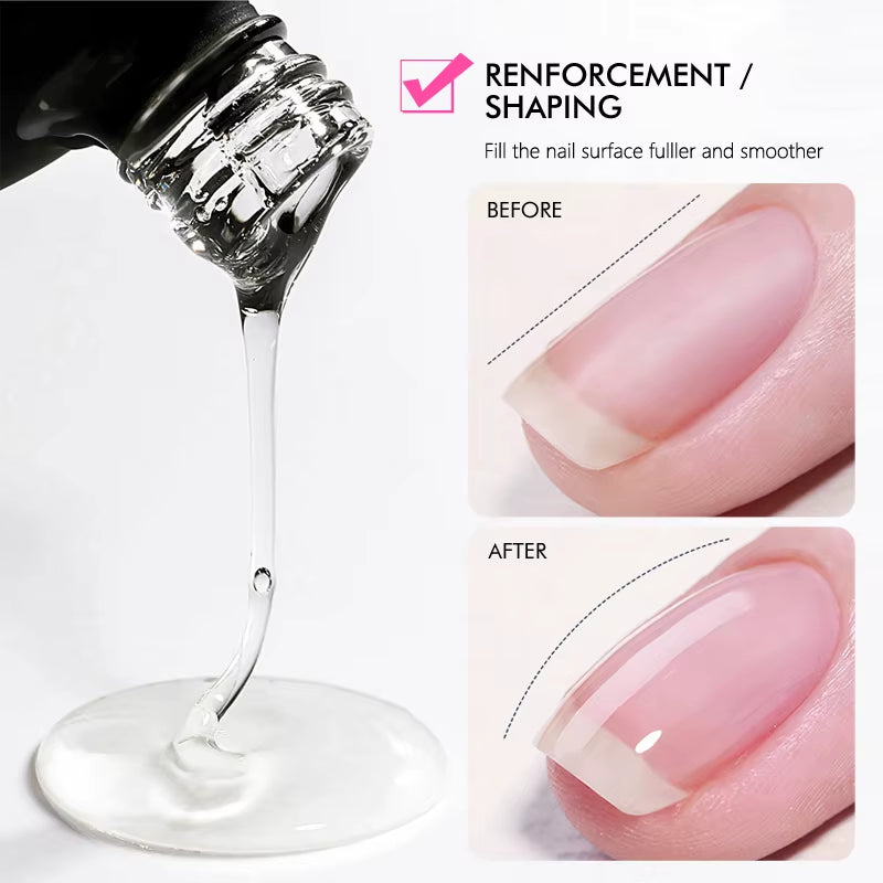 6 in 1 Extension UV Gel Polish in a Bottle Builder Nail Gel Rubber Base Coat Semi Permanent Nails Art Self-Leveling 15ML