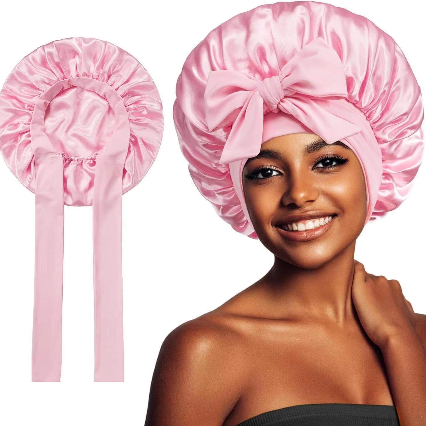 Sleeping Hat Women Satin Solid Night Sleep Cap Hair Care Bonnet Nightcap for Women Men Unisex Cap Bonnet De Nuit Shower Turban